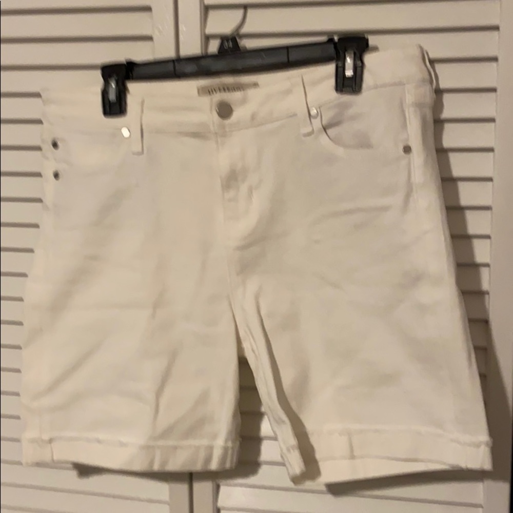 Women’s new white denim shorts.